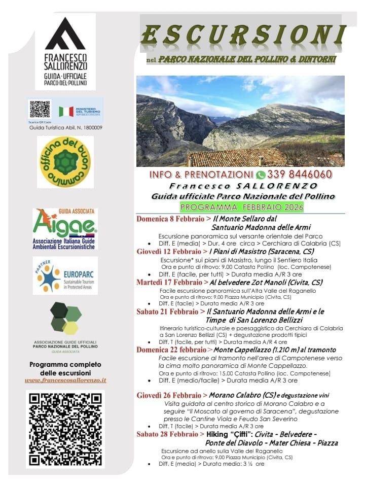Escursioni in programma nel mese di Febbraio 2026